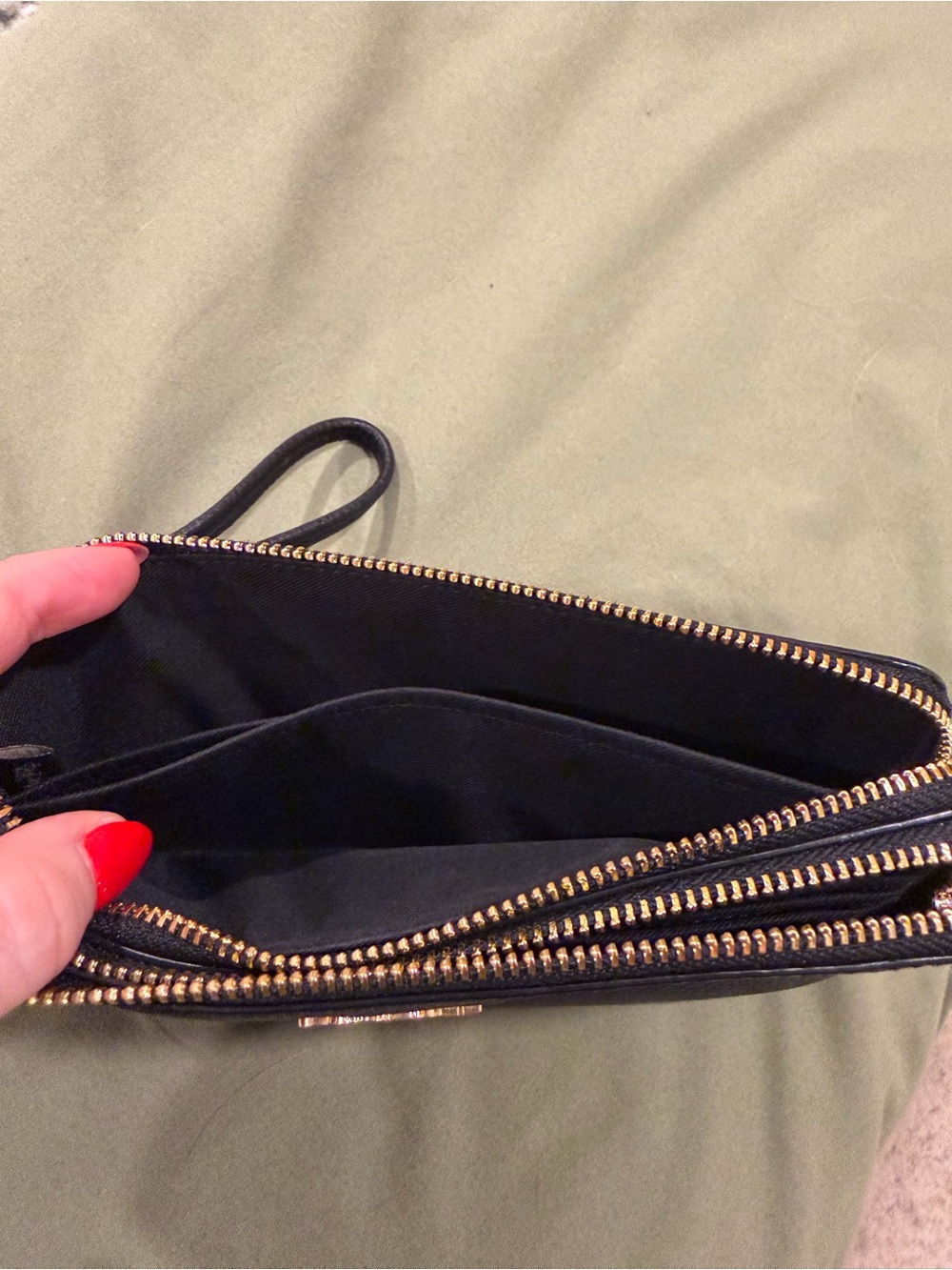 Coach Black Pebbled Leather Wristlet with Gold Hardware - Picture 5 of 5